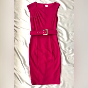 Cache Hot Pink Sleeveless Belted Sheath Dress - Size 2